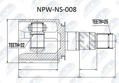 Шарнирный комплект, приводной вал NTY NPW-NS-008 для INFINITI M35