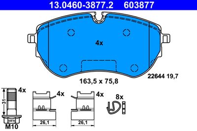 Комплект тормозных колодок, дисковый тормоз ATE 13.0460-3877.2 для VW AMAROK