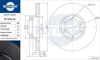 Tarcza hamulcowa ROTINGER RT 2731-GL