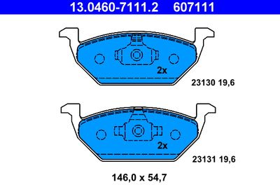Комплект тормозных колодок, дисковый тормоз ATE 13.0460-7111.2 для VW UP!