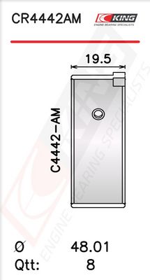 Черупка на биелен лагер KING CR4442AM1.25
