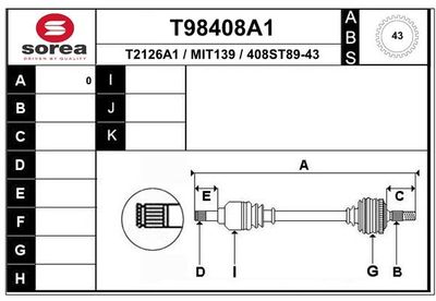 Приводной вал EAI T98408A1 для MITSUBISHI SPACE