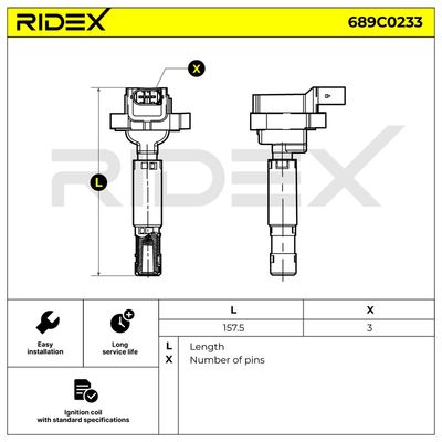 запалителна бобина RIDEX 689C0233