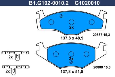 B1.G102-0010.2 GALFER Комплект тормозных колодок, дисковый тормоз