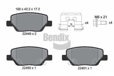 Комплект тормозных колодок, дисковый тормоз BENDIX Braking BPD1422 для FIAT TIPO