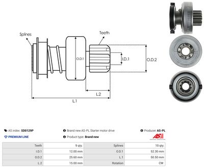 Volnoběžný převod, startér AS-PL SD0129P