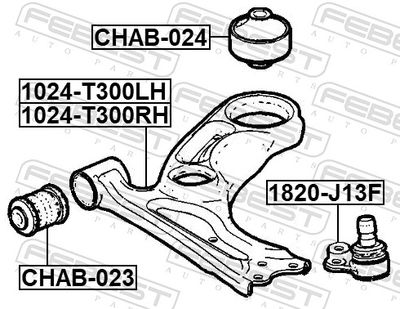 Control/Trailing Arm, wheel suspension 1024-T300LH