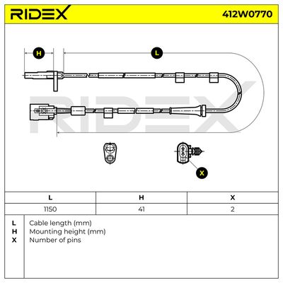 датчик, обороти на колелото RIDEX 412W0770
