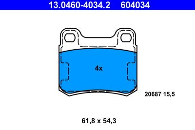 Комплект тормозных колодок, дисковый тормоз ATE 13.0460-4034.2 для MERCEDES-BENZ 190