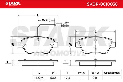 комплект спирачно феродо, дискови спирачки STARK SKBP-0010036