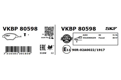 Brake Pad Set, disc brake VKBP 80598