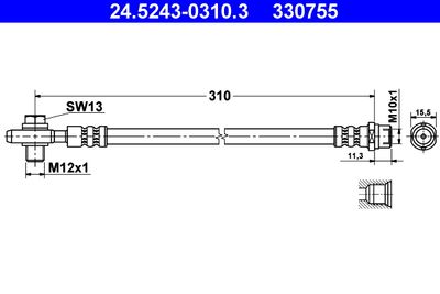 ATE 24.5243-0310.3 Тормозной шланг  для AUDI A6 (Ауди А6)