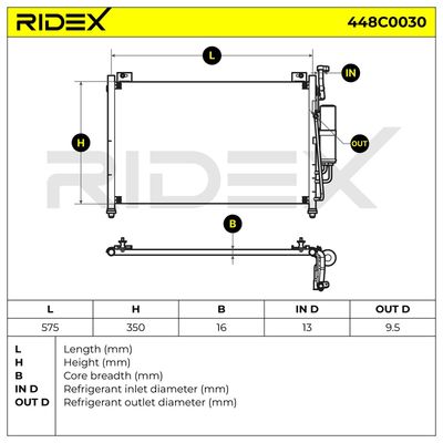 кондензатор, климатизация RIDEX 448C0030