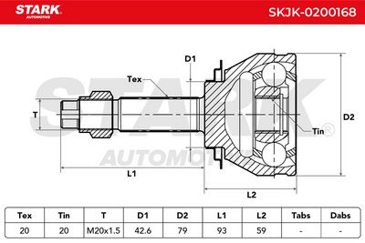 каре комплект, полуоска STARK SKJK-0200168