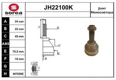 SNRA Homokineet reparatie set, aandrijfas (JH22100K)