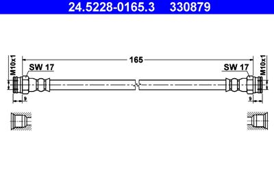 Тормозной шланг ATE 24.5228-0165.3 для FIAT PANDA