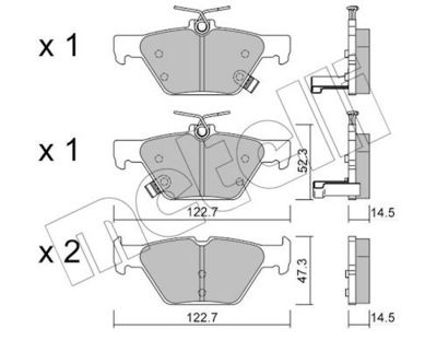 комплект спирачно феродо, дискови спирачки METELLI 22-1087-0