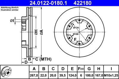 Тормозной диск ATE 24.0122-0180.1 для NISSAN NAVARA