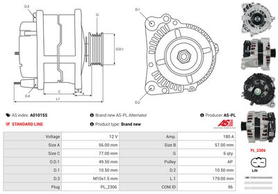 GENERATOR / ALTERNATOR AS-PL A01015S 4