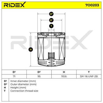 маслен филтър RIDEX 7O0203