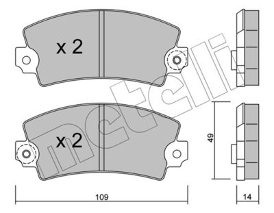 Комплект тормозных колодок, дисковый тормоз METELLI 22-0005-1 для RENAULT 14