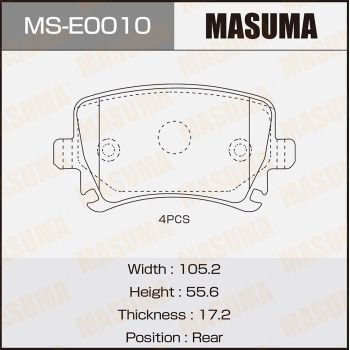 Комплект тормозных колодок MASUMA MS-E0010 для VOLVO V50