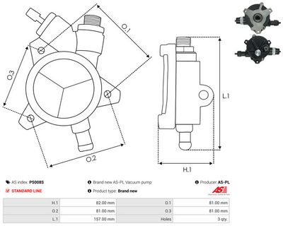 POMPA VACUUM SISTEM DE FRANARE AS-PL P5008S 2