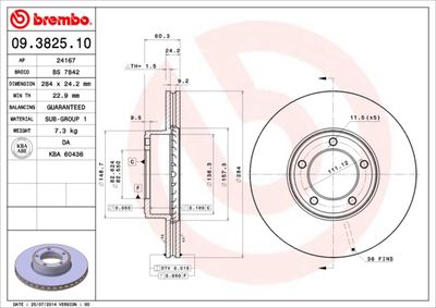 Тормозной диск BREMBO 09.3825.10 для JAGUAR E-TYPE