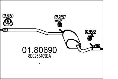 MTS 01.80690 Глушитель выхлопных газов  для AUDI A4 (Ауди А4)