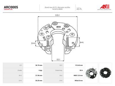 Usmerňovač alternátora AS-PL ARC0005