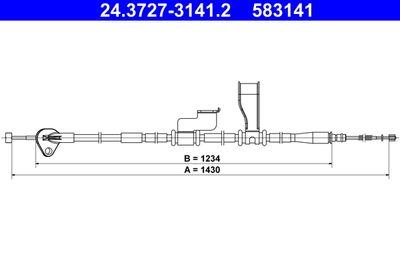 Тросик, cтояночный тормоз ATE 24.3727-3141.2 для HYUNDAI i10