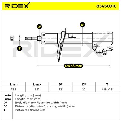 амортисьор RIDEX 854S0910