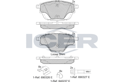 Комплект тормозных колодок, дисковый тормоз ICER 182161 для GEELY BORUI