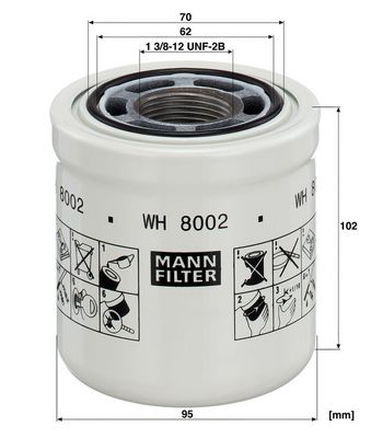 Hydraulisch filter (geschroefd) past: BOBCAT 130, 150, 160, 175, 185, 205, 220, 250, 300, 330, 450, 510, 530, 550, 570, 590, 595, 630, 650, 740, 770, 850, 110, 140, 180, 190, 200, 2250, 320, 750