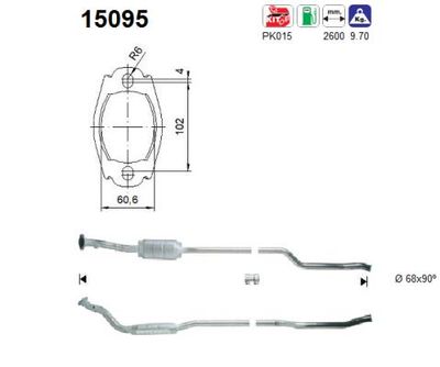 Катализатор AS 15095 для CITROËN XANTIA