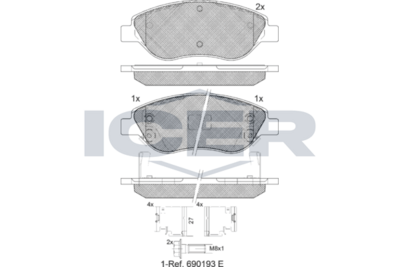 Kit de plaquettes de frein, frein à disque ICER