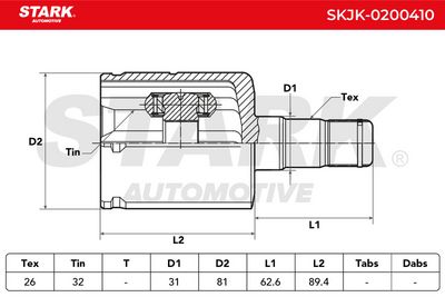 каре комплект, полуоска STARK SKJK-0200410