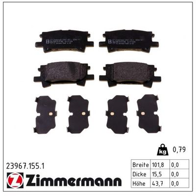 stabdžių trinkelių rinkinys, diskinis stabdys 23967.155.1 ZIMMERMANN