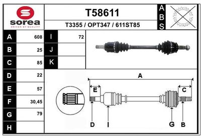 EAI T58611 Полуось в сборе для OPEL CORSA E (X15) 1.3 CDTI (08, 68) EAI T58611 Полуось в сборе для OPEL CORSA E (X15) 1.3 CDTI (08, 68)