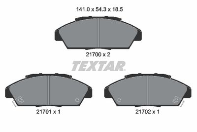 Комплект тормозных колодок, дисковый тормоз TEXTAR 2170001 для HONDA INSPIRE