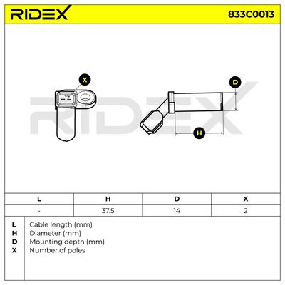 импулсен датчик, колянов вал RIDEX 833C0013