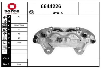STARTCAR 6644226 Тормозной суппорт для TOYOTA HILUX VII Пикап (_N1_, _N2_, _N3_) 2.5 D-4D 4WD (KUN25_)