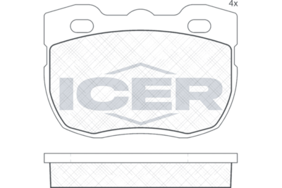 комплект спирачно феродо, дискови спирачки ICER 140800