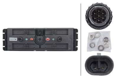 Achterlicht Rechts Hybrid (LED/P21W, 24V, met indicator, anti-fog licht, achteruitrijlicht, met stoplicht, parkeerlicht, driehoekige reflector, zijspeling, aansluiting: 4x SuperSeal 2PIN/AMP DIN 7PIN