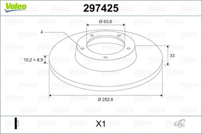 Тормозной диск VALEO 297425 для FORD SIERRA