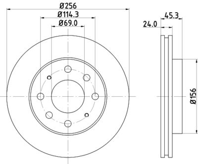 Тормозной диск HELLA 8DD 355 107-321 для MITSUBISHI SANTAMO