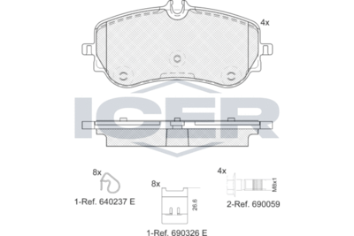 Zestaw klocków hamulcowych, hamulce tarczowe ICER LM2301