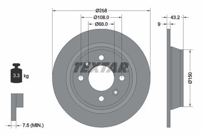 Тормозной диск TEXTAR 92048500 для SAAB 9000