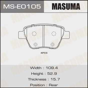 Комплект тормозных колодок MASUMA MS-E0105 для SKODA YETI