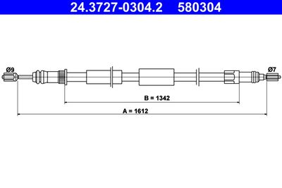 Тросик, cтояночный тормоз ATE 24.3727-0304.2 для CITROËN ZX